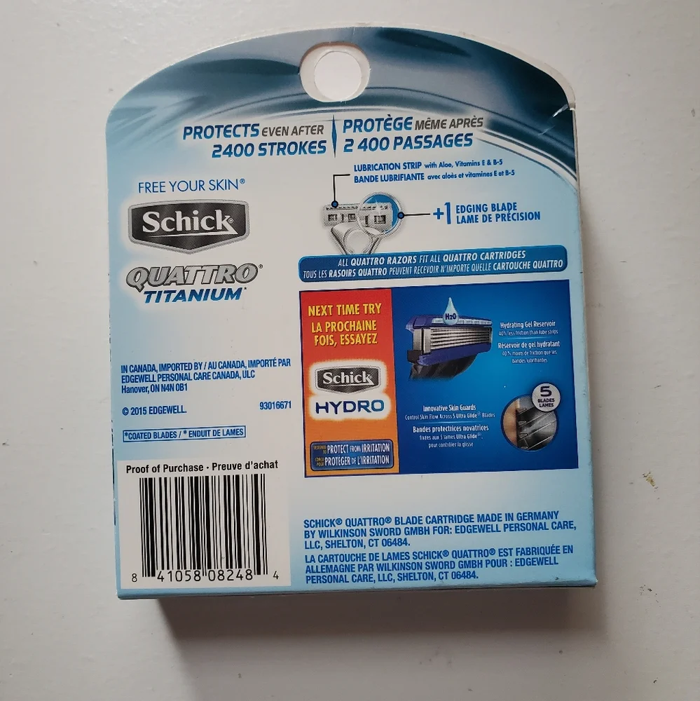 Schick Quattro Titanium Razor Blade Refills for Men - 6 Cartridges 6 Pack